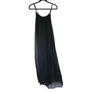 Sofia XS/S Black Silk Boho Chic Maxi Dress Made in Italy Lightweight Breezy Tank